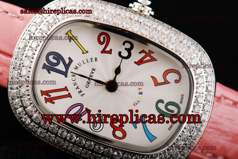 Best Luxury Franck Muller Galet 3002 M QZ V D2 Swiss Quartz Steel White Dial Diamond Bezel