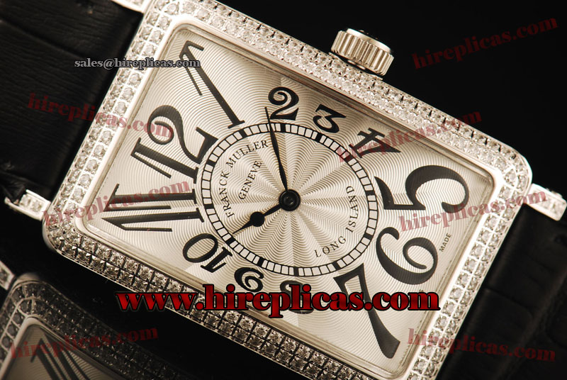 Good Franck Muller Long Island 1200 SC REL D Swiss ETA Quartz Steel Silver Dial Diamond Bezel