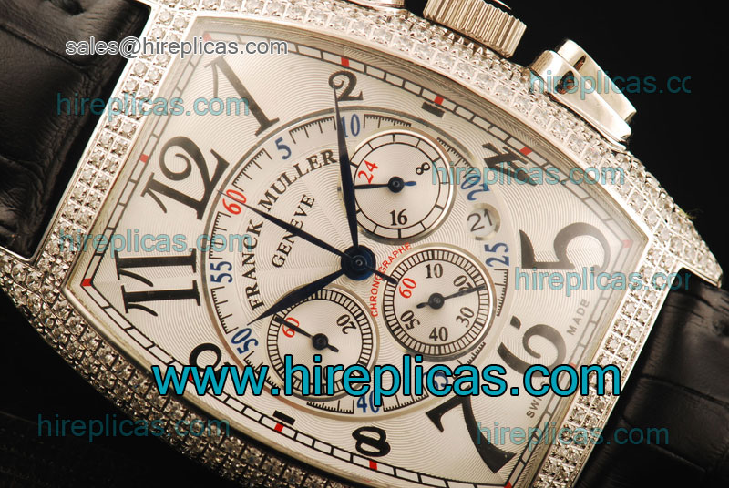 Fashion Wholesale Franck Muller Master Chrono 8880 CC AT Swiss Quartz Steel White Dial Diamond Bezel