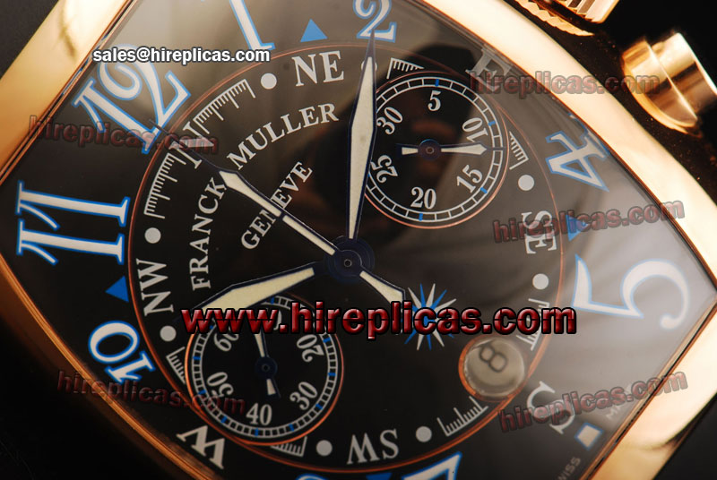 Classic Fake Franck Muller Mariner Chrono 7080 CC AT NR MAR Swiss Valjoux 7750 Automatic Rose Gold Black Dial