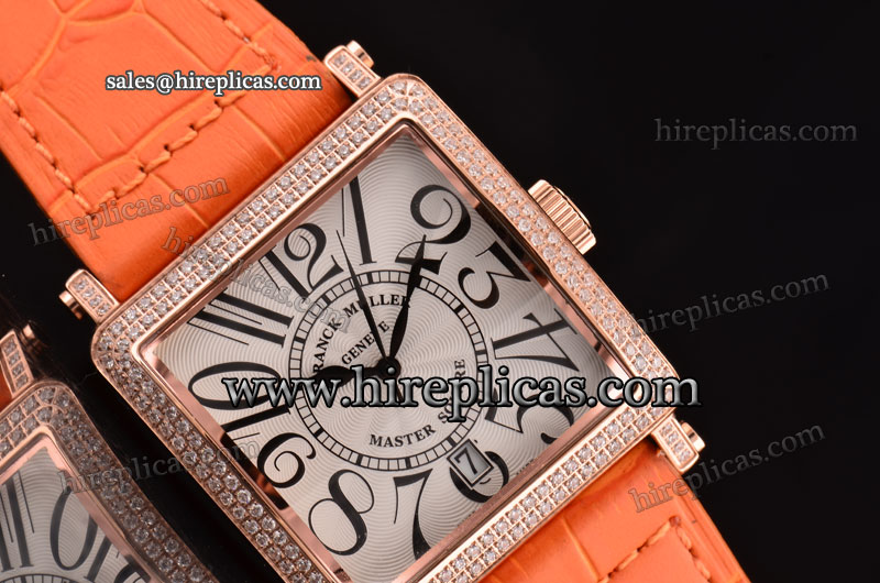 discount Fashion Sophisticated Franck Muller Master Square 6000 H SC DT V D PK Swiss Quartz Rose Gold Case White Dial Diamond Bezel