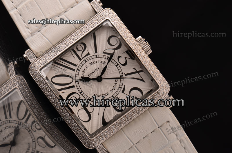 Best Luxury Franck Muller Master Square 6000 K SC DT COL DRM V D Swiss Quartz Steel Case White Dial Diamond Bezel
