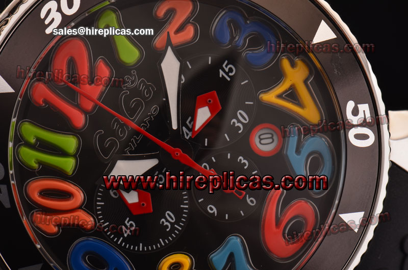 AAA Gaga Chrono 48 6050.2 Miyota OS20 Quartz Steel Black Dial Numeral Markers