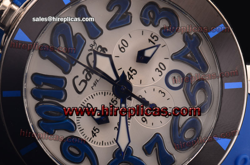 Best Price Gaga Chrono 48 6050.2E Miyota OS20 Quartz Steel White Dial Blue Numeral Markers