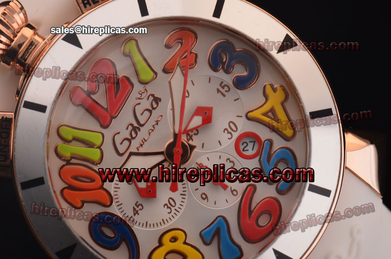 Classic Fake Gaga Chrono 48 6056.9B Miyota OS20 Quartz Rose Gold White Dial Numeral Markers