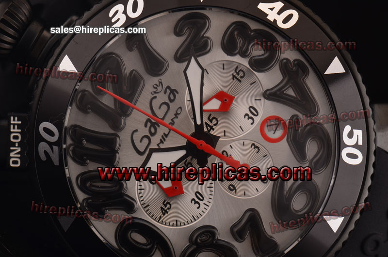 Designer Luxury Gaga Chrono 48 6053.1B Miyota OS20 Quartz PVD White Dial Numeral Markers