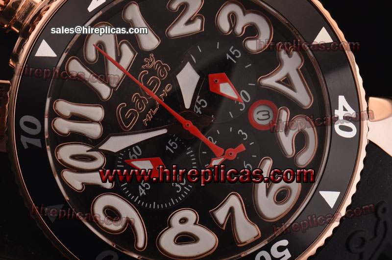 Best Price Gaga Chrono 48 6056.6A Miyota OS20 Quartz Rose Gold Black Dial White Numeral Markers