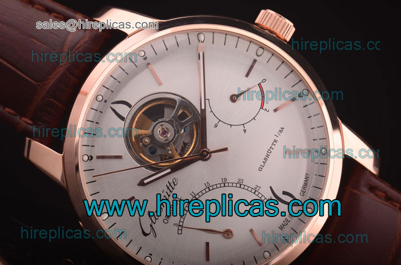Cheapest Replica Glashutte Senator Tourbillon 39-31-41-41-04 Asia Automatic Rose Gold White Dial