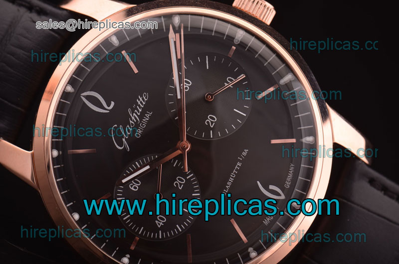 Cheapest Replica Glashutte Senator Sixties 39-34-02-32-04 Asia Automatic Rose Gold Black Dial