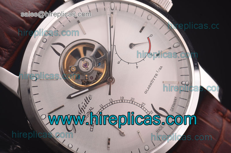 Classic Fake Glashutte Senator Tourbillon 41-03-04-04-04 Asia Automatic Steel White Dial