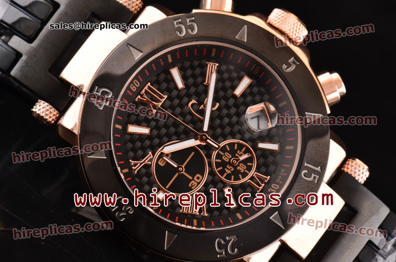 Ladies Cheap Guess Classic GC 47000G1 Japanese OS20 Quartz Rose Gold Black Darbon Fibre Dial