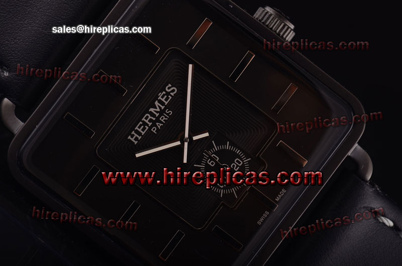 Cheap Classic Hermes Cape Cod 021401WW00 Swiss ETA Quartz PVD Black Dial