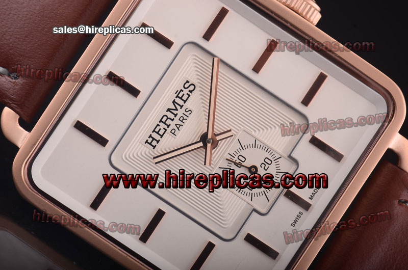 Clone Hermes Cape Cod 021660WW00 Swiss ETA Quartz Rose Gold White Dial