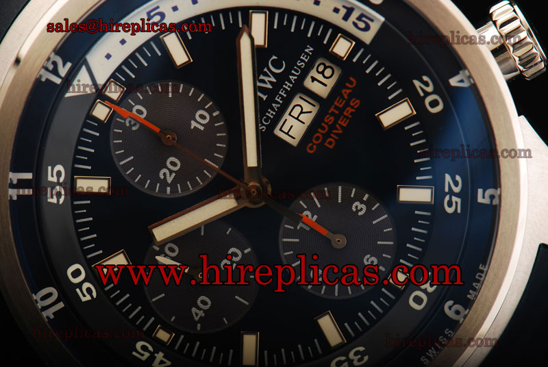 Best Luxury Classic IWC Aquatimer Cousteau Divers Chrono IW378201 Swiss Valjoux 7750 Automatic Steel Black Dial UK