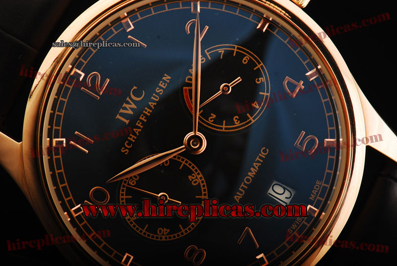 Charming IWC Portuguese 7 Days with Power Reserve IW5001-13 Asia Automatic Rose Gold Black Dial