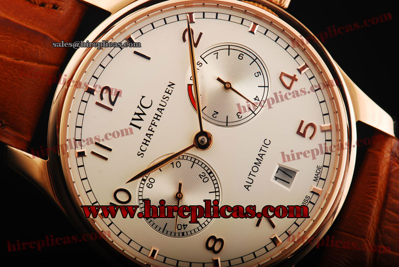 Sophisticated IWC Portuguese 7 Days with Power Reserve IW5001-13 Asia Automatic Rose Gold White Dial