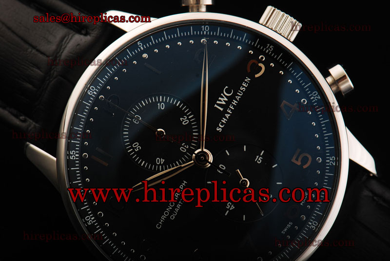 Fake Classic IWC Portuguese Chrono IW371447 Miyota Quartz Steel Black Dial
