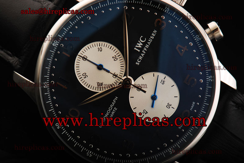 Imitation IWC Portuguese Chrono IW3714-44 Miyota Quartz Steel Black Dial