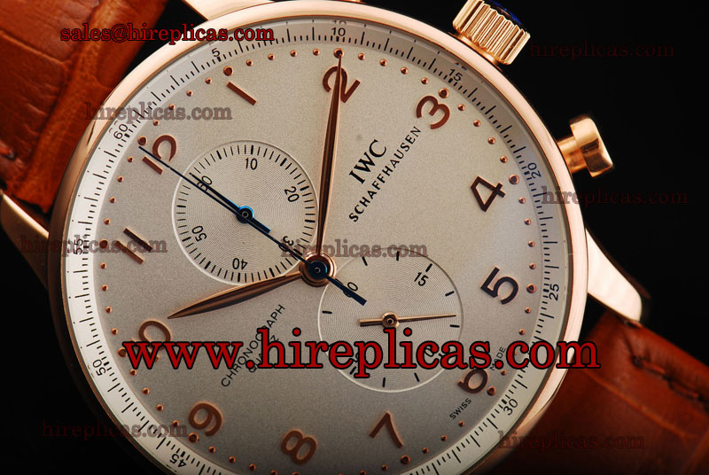 Modern IWC Portuguese Chrono IW3714-80 Miyota Quartz Rose Gold Silver Dial