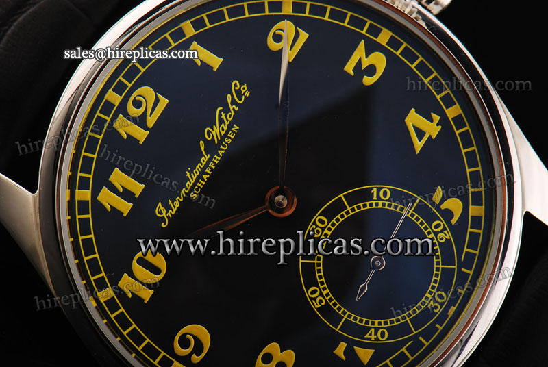 Luxury knockoff IWC Portuguese Hand Wound Vintage Collection IW544506 Asia 6497 Manual Winding Steel Black Dial