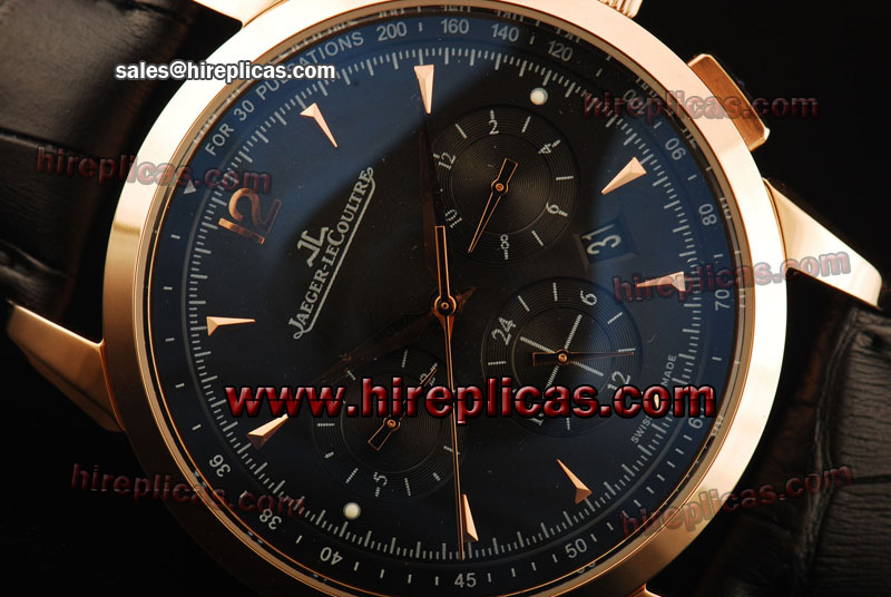 Best Luxury Jaeger Lecoultre Duometre 6016321 Asia Automatic Rose Gold Black Dial - 7750 Coating