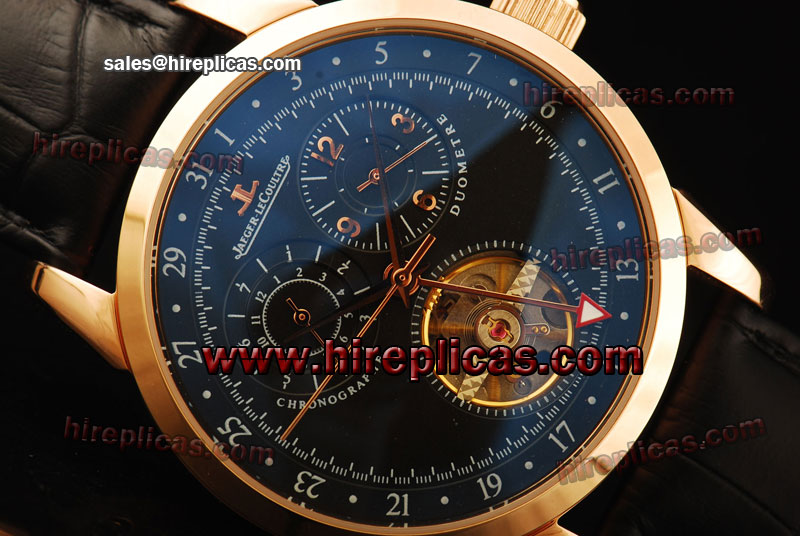 AAA Jaeger Lecoultre Duometre Tourbillon 7012214 Asia Automatic Rose Gold Black Dial