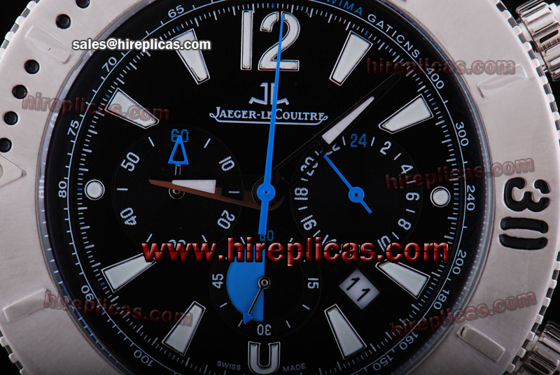 Best Luxury Jaeger Lecoultre Master Compressor DivingChrono 186T170 Japanese Quartz Steel Black Dial