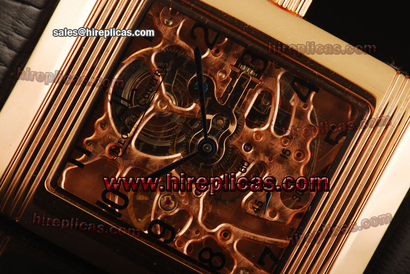 Best Jaeger Lecoultre Reverso 2353520 Asia Manual Winding Rose Gold Skeleton Dial
