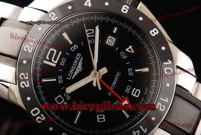 Luxury knockoff Longines Admiral GMT L3.669.7.05.4 Asia 2813 Automatic Two Tone Black Dial