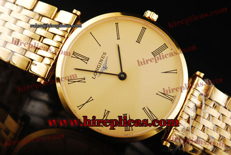Ladies Cheap Luxury Longines La Grande Classique L4.512.2.41.8 Swiss Quartz Yellow Gold Beige Dial