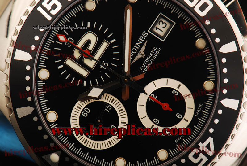 Inexpensive Classic Luxury Longines HydroConquest L3.644.5.86.6 Swiss Valjoux 7750 Steel Black Dial