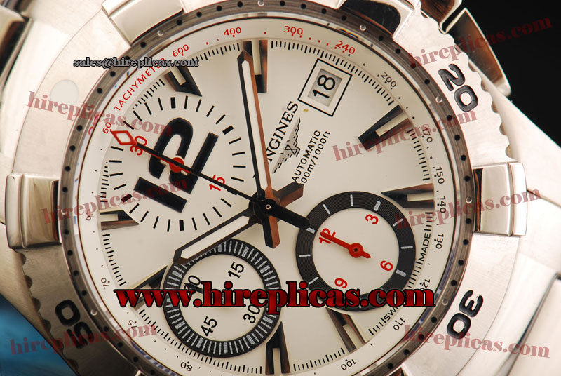 Ladies Cheap Luxury Longines HydroConquest L3.647.5.26.6 Swiss Valjoux 7750 Steel White Dial