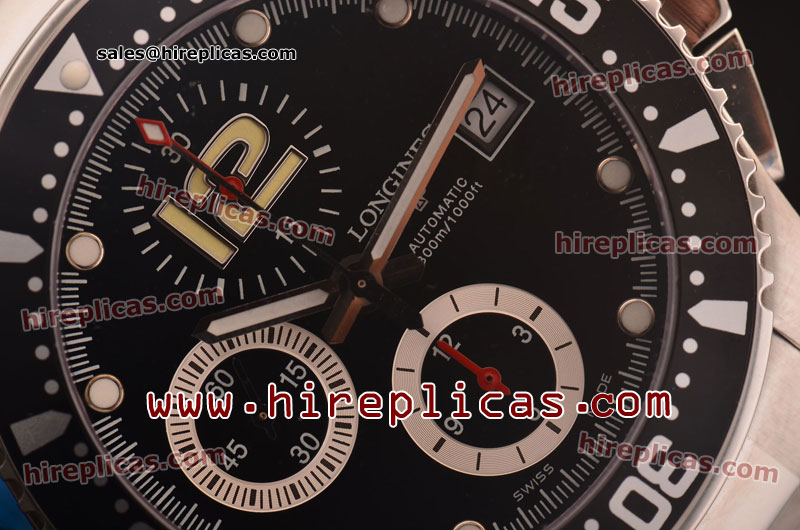 Luxury discount Longines Sport Collection HydroConquest L3.644.4.56.6 Swiss Valjoux 7750-DD Automatic Steel Black Dial