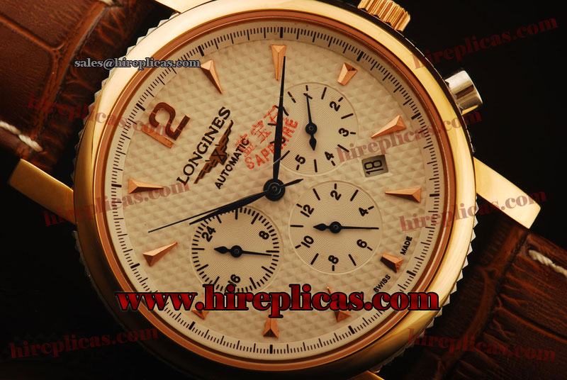 Stylish Longines Master L2.693.5.54.3 Automatic Rose Gold White Dial