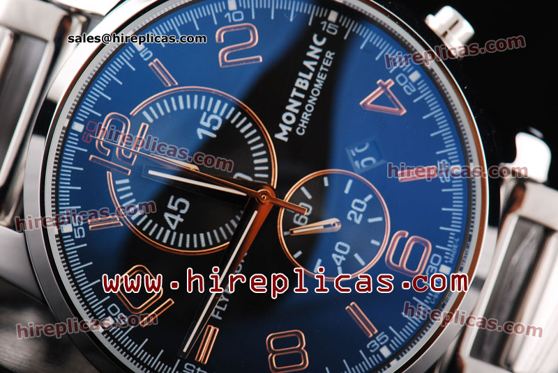 Best Luxury Montblanc Timerwalker 3450 Miyota Quartz Steel Black Dial Rose Gold Markers