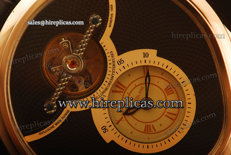 Best Luxury Montblanc Grand Tourbillon Heures Mysterieuses 102337 Automatic Rose Gold Black Dial