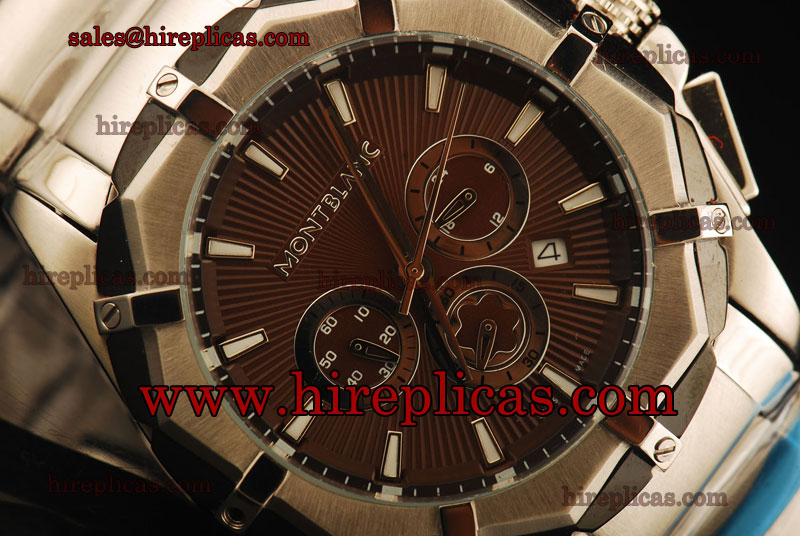 Best Montblanc Sport Chronograph 102901 Miyota Quartz Steel Brown Dial