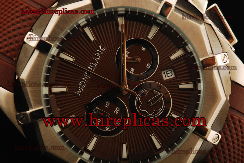 AAA Montblanc Sport Chronograph 102002 Miyota Quartz Steel Brown Dial