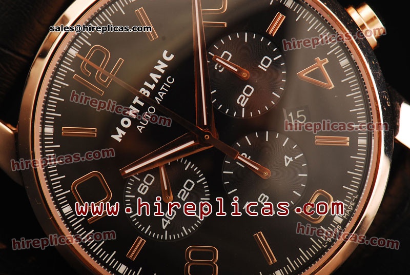 Best Luxury Montblanc Timerwalker 101551 Swiss Valjoux 7750 Automatic Rose Gold Black Dial