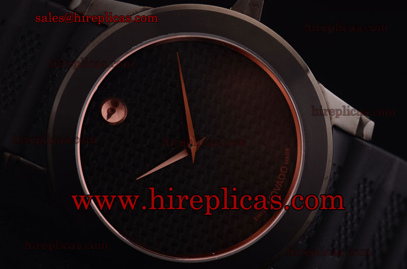 AAA Luxury Movado Red Label 60611202 Japanese Quartz PVD Black Carbon Fibre Dial