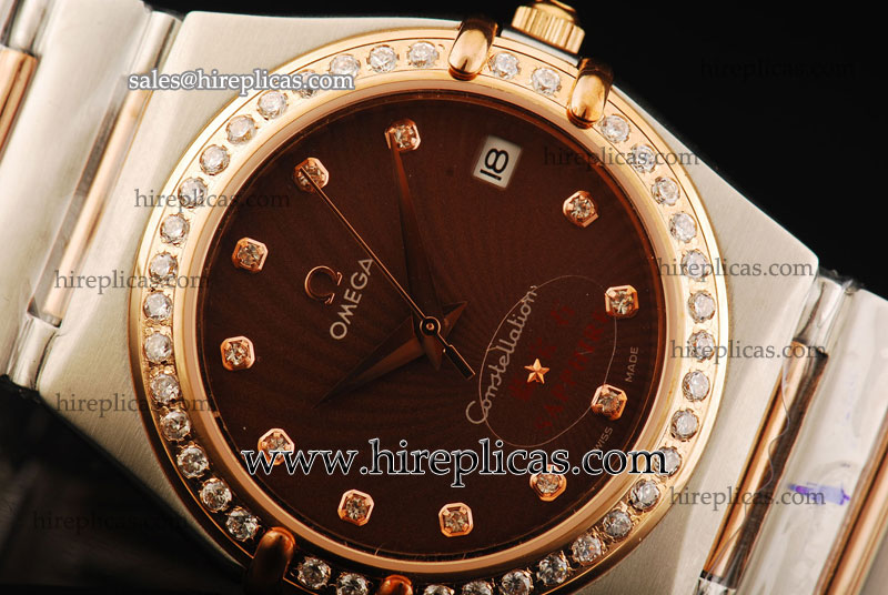 Hot Sell Omega Constellation 35mm 12325352063001 Swiss ETA 2824 Automatic TT/Diamond Brown Dial