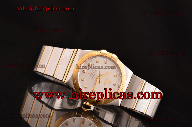 Replica Knockoffs Omega Constellation Chronometer 123.20.35.20.52.002 Swiss ETA 2836 Automatic Two Tone Silver Dial