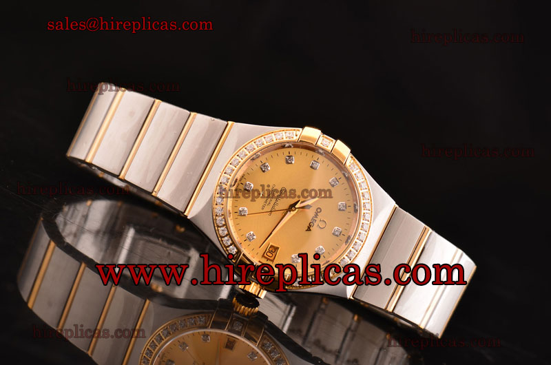 Special Top Omega Constellation Chronometer 123.25.35.20.58.001 Swiss ETA 2836 Automatic Two Tone Gold Dial Diamond Bezel