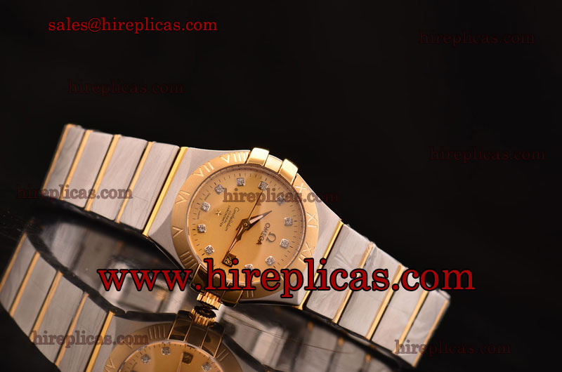 Charming Omega Constellation Chronometer 123.20.27.20.58.001 Swiss ETA 2671 Automatic Two Tone Gold Dial