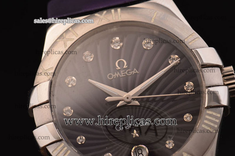 High quality Omega Constellation Ladies 35mm 123.18.35.60.60.001 Swiss ETA Quartz Steel Purple Dial