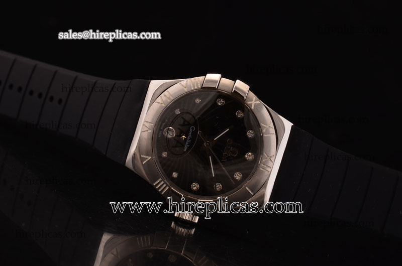 Luxury knockoff Omega Constellation Ladies 35mm 123.18.35.60.51.001 Swiss ETA Quartz Steel Black Dial