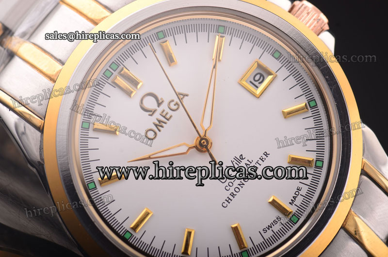 Designer Omega De Ville Co-Axial 4374.31.00 Asia 2813 Automatic Two Tone White Dial