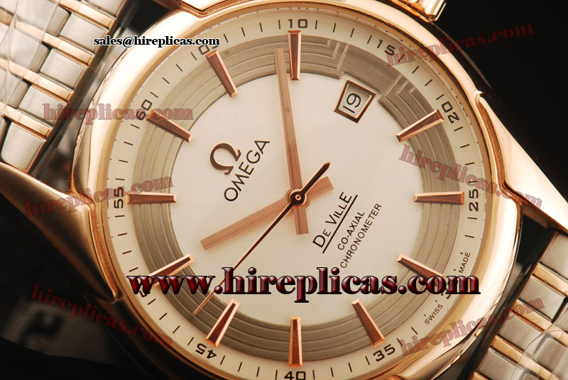 Imitation Omega De Ville Hour Vision 431.60.41.22.02.002 Asia Automatic Two Tone White Dial