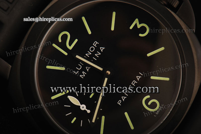 Exquisite Classic Panerai Luminor Marina PAM 00402 Swiss ETA 6497 Manual Winding PVD Black Dial Green Markers