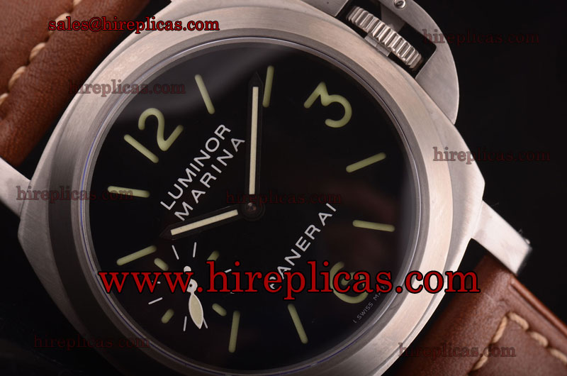 Stylish Panerai Luminor Marina PAM 00422 Asia 6497 Manual Winding Titanium Black Dial Green Markers